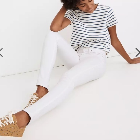 Madewell Petite 10" High-Rise Skinny Jeans in Pure White AJ294 - Picture 2 of 4